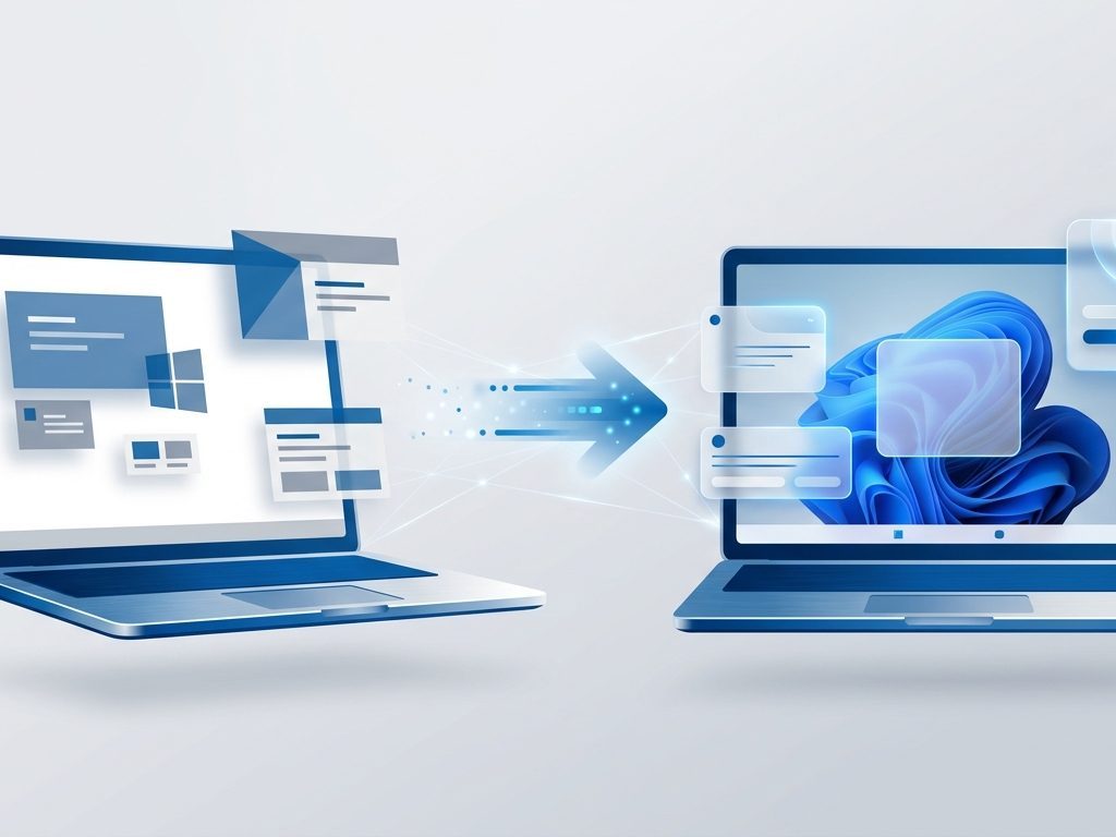 Windows 10-ről Windows 11-re frissítés folyamatának illusztrációja