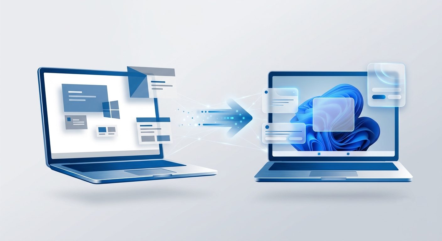 Windows 10-ről Windows 11-re frissítés folyamatának illusztrációja